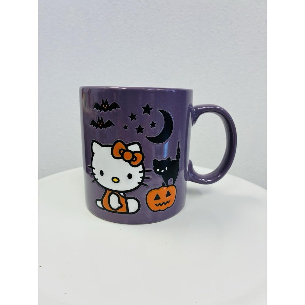 Hello Kitty Purple Coffee Mug With Bats Brand New Never Used Out Of Box